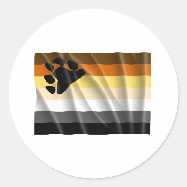 Sticker Rond Drapeau de la fierté de l'ours brun (Devant)