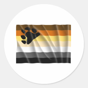 Sticker Rond Drapeau de la fierté de l'ours brun