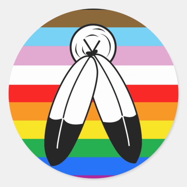 Sticker Rond Drapeau de la Fierté de Progrès LGBTQ+ (Devant)