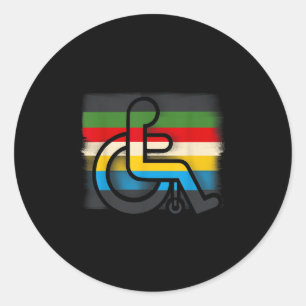 Sticker Rond Drapeau de la fierté d'invalidité Juillet Mois de