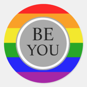 Sticker Rond Drapeau de la fierté gay Cool Soyez vous