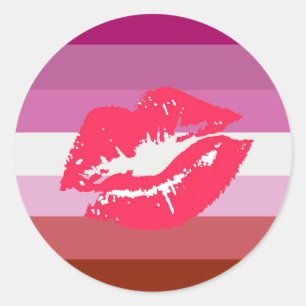 Sticker Rond Drapeau de la fierté lesbienne