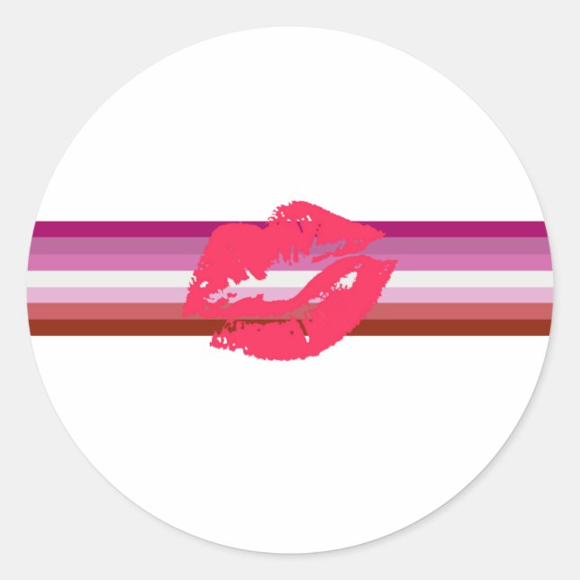 Sticker Rond Drapeau de la fierté lesbienne (Devant)