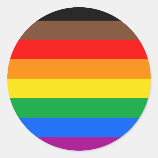 Sticker Rond Drapeau de la fierté LGBT à 8 bandes (Devant)