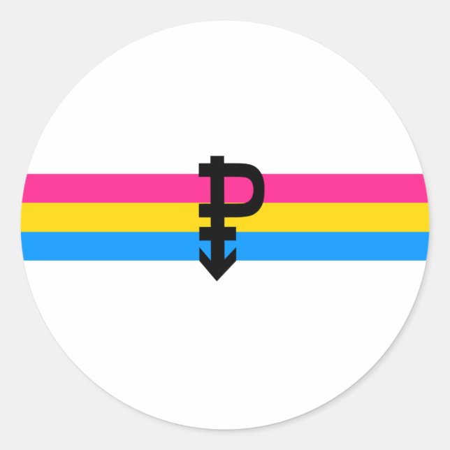 Sticker Rond Drapeau de la fierté Pansexual (Devant)