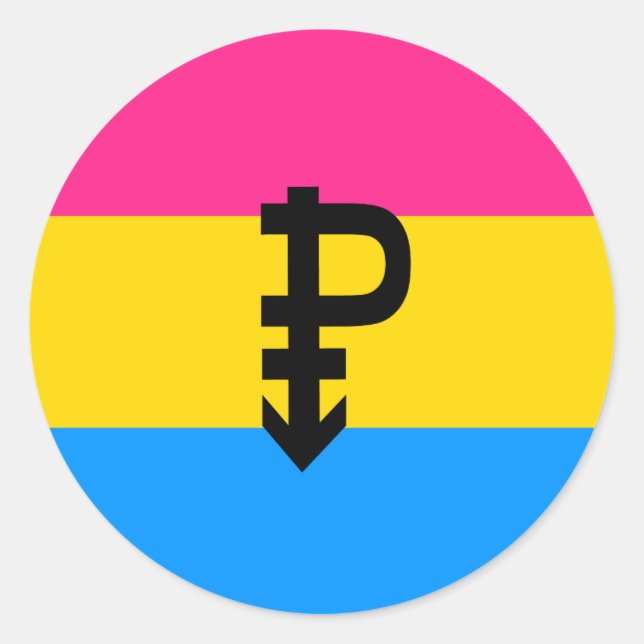 Sticker Rond Drapeau de la fierté Pansexual (Devant)