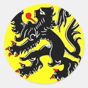 Sticker Rond Drapeau de la Flandre, Belgique