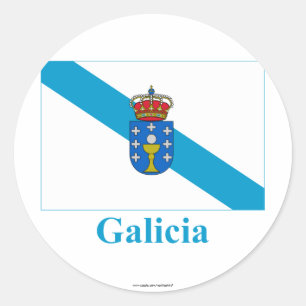Sticker Rond Drapeau de la Galicie avec le nom