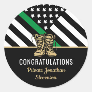 Sticker Rond Drapeau de la ligne verte mince