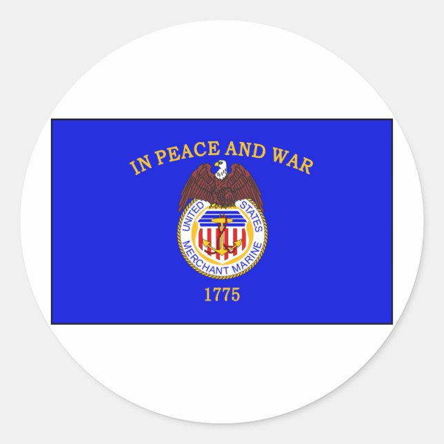 Sticker Rond Drapeau de la marine marchande (Devant)