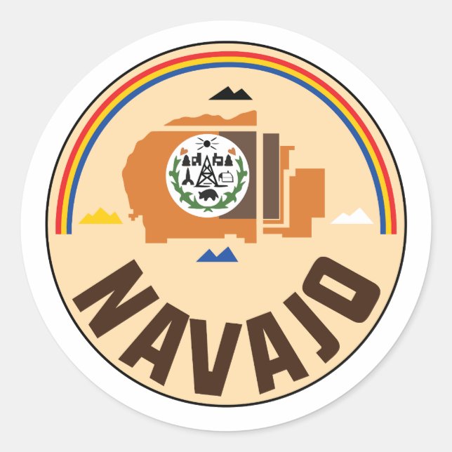 Sticker Rond drapeau de la nation navajo autochtone - grand pho (Devant)