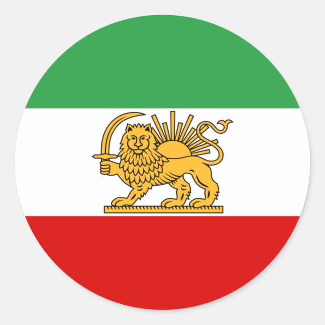 Sticker Rond Drapeau de la Perse / Iran (1964-1980) (Devant)