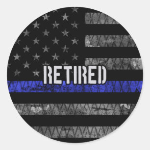 Sticker Rond Drapeau de la police retraitée en détresse