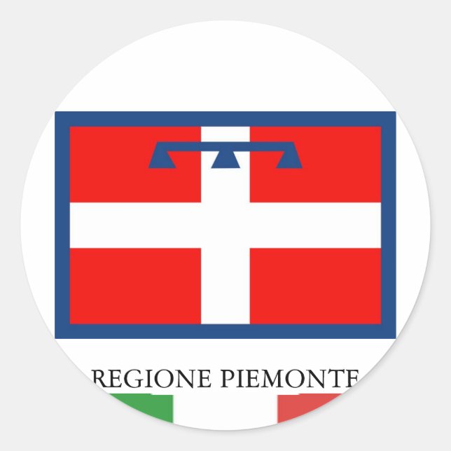 Sticker Rond Drapeau de la région de Piemonte (Devant)