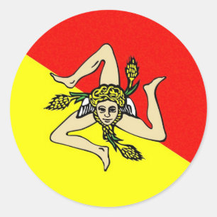 Sticker Rond Drapeau de la région de Sicile Italie sicilia comt
