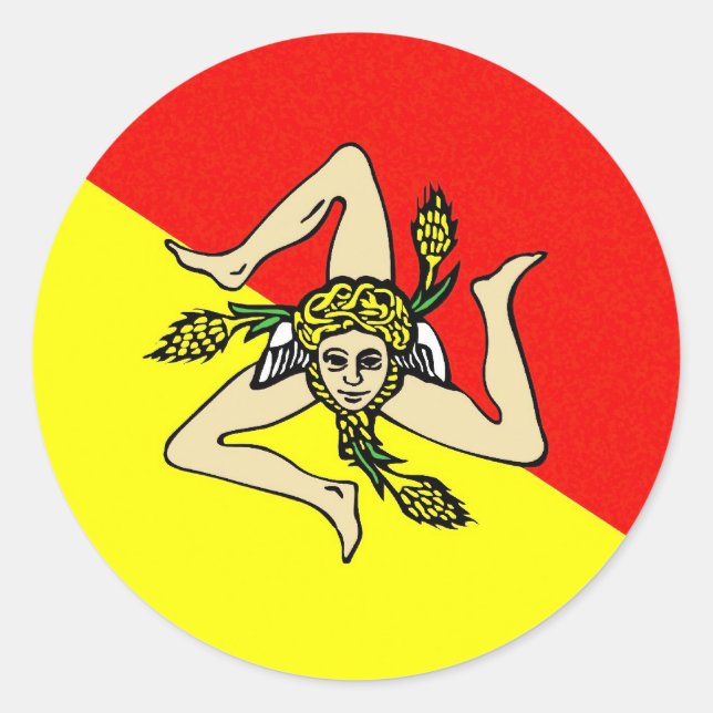 Sticker Rond Drapeau de la région de Sicile Italie sicilia comt (Devant)