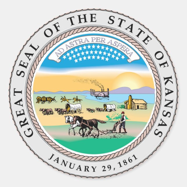 Sticker Rond drapeau de la république du Kansas (Devant)