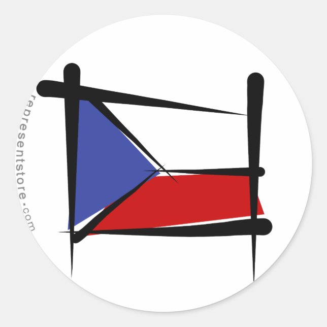Sticker Rond Drapeau de la République tchèque (Devant)