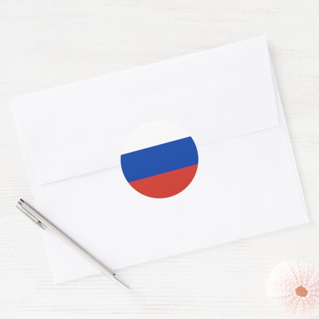 Sticker Rond Drapeau de la Russie (Enveloppe)