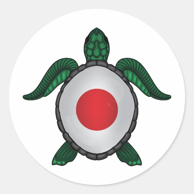 Sticker Rond Drapeau de la tortue japonaise (Devant)