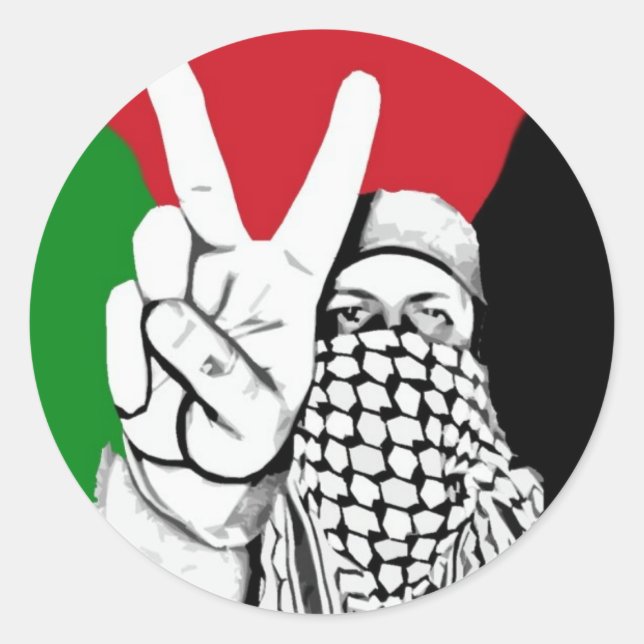 Sticker Rond Drapeau de la victoire palestinienne (Devant)