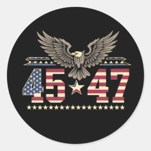 Sticker Rond Drapeau de l'aigle américain vintage Trump 45 47 U