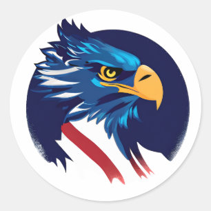 Sticker Rond Drapeau de l'aigle noir américain