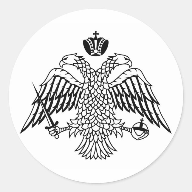 Sticker Rond Drapeau de l'Eglise orthodoxe grecque Mont Athos r (Devant)