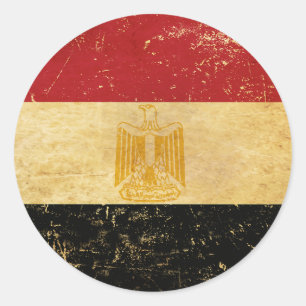 Sticker Rond Drapeau de l'Égypte Conception Grunge Vintage
