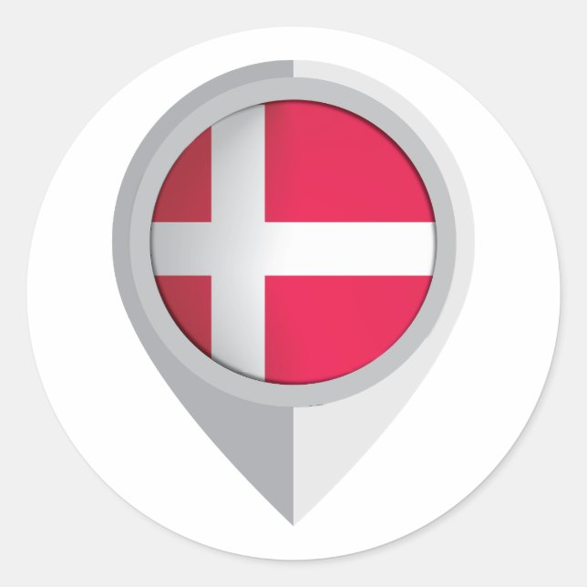 Sticker Rond Drapeau de l'emplacement de la broche du Danemark (Devant)