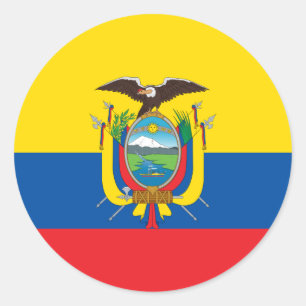 Sticker Rond Drapeau de l'Equateur - Bandera de Ecuador