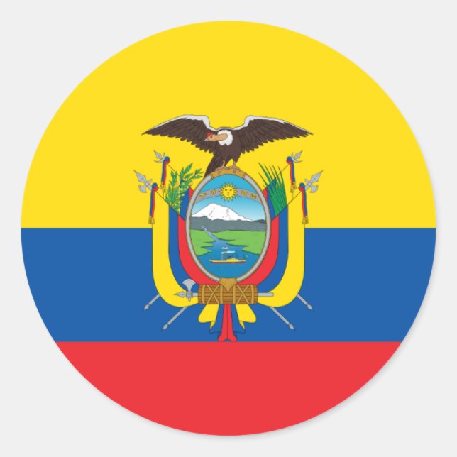 Sticker Rond Drapeau de l'Equateur - Bandera de Ecuador (Devant)