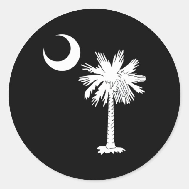 Sticker Rond Drapeau de l'État de Caroline du Sud Palmetto Arbr (Devant)