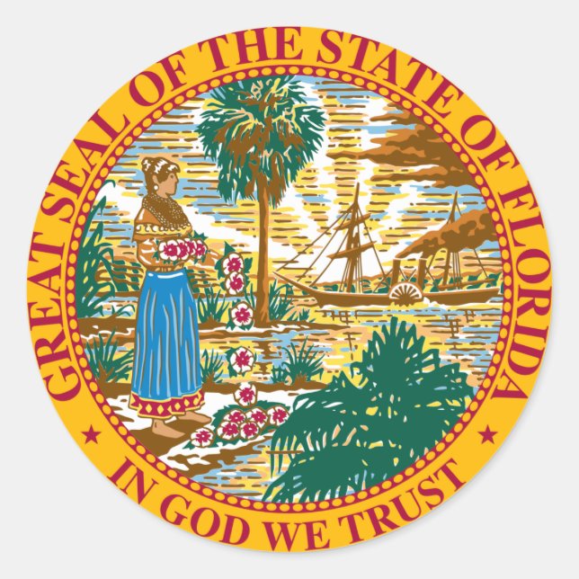 Sticker Rond Drapeau de l'État de Floride (Devant)