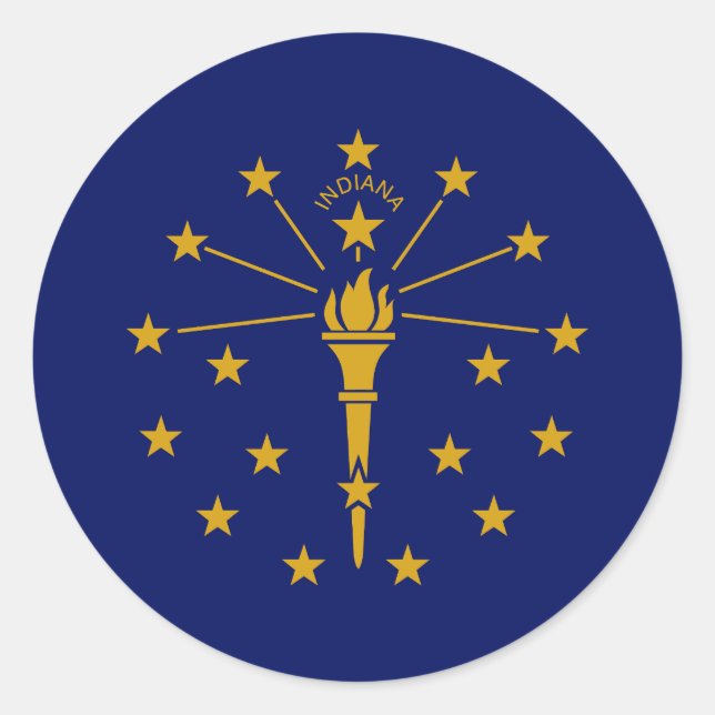 Sticker Rond Drapeau de l'État de l'Indiana (Devant)
