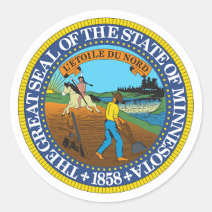 Sticker Rond drapeau de l'état de Minnesota sceau de la républi