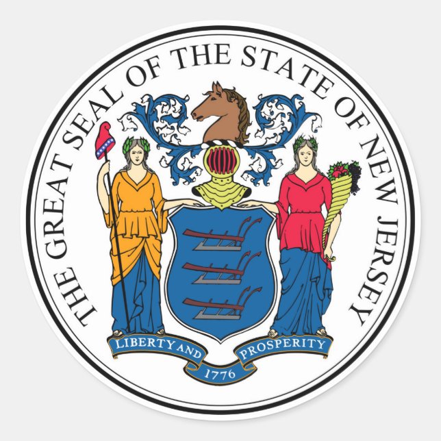 Sticker Rond drapeau de l'état de New Jersey sceau de la républ (Devant)