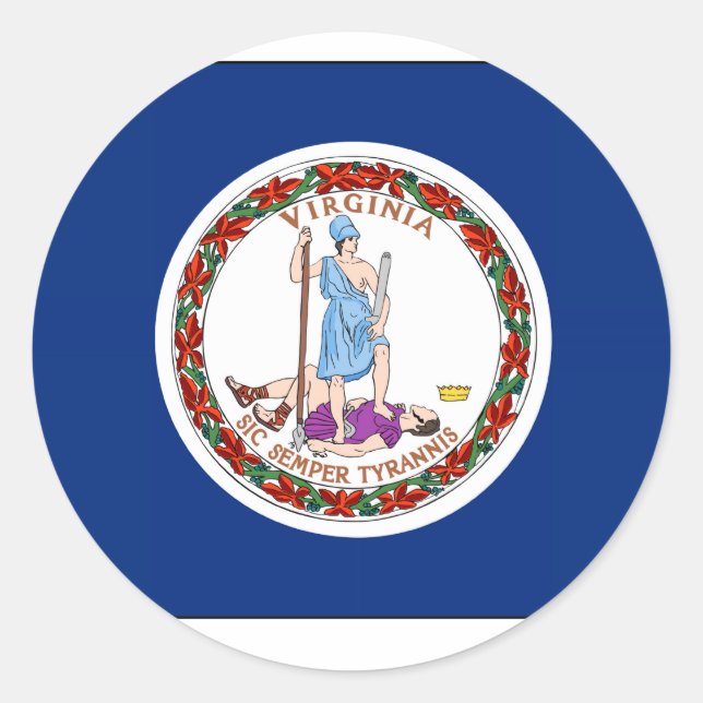 Sticker Rond Drapeau de l'État de Virginie (Devant)