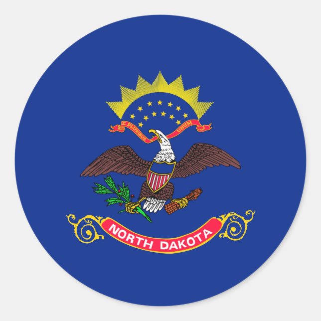 Sticker Rond Drapeau de l'État du Dakota du Nord