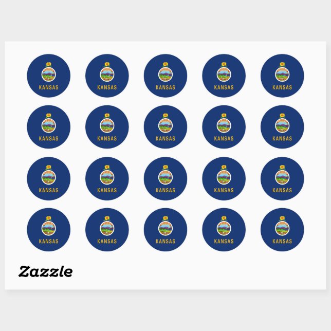 Sticker Rond Drapeau de l'État du Kansas (Feuille)