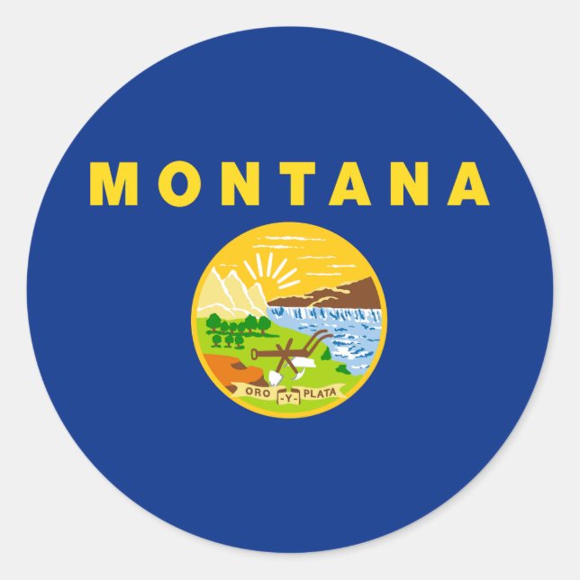 Sticker Rond Drapeau de l'État du Montana (Devant)