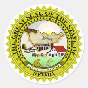 Sticker Rond drapeau de l'état du Nevada sceau de la république