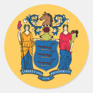 Sticker Rond Drapeau de l'État du New Jersey