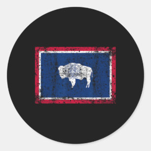 Sticker Rond Drapeau de l'État du Wyoming Cadeau vintage pour h