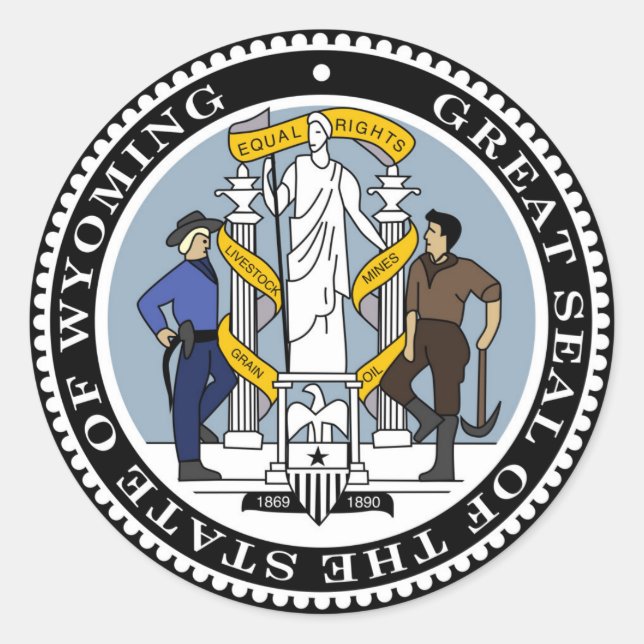 Sticker Rond drapeau de l'état du Wyoming sceau de la républiqu (Devant)