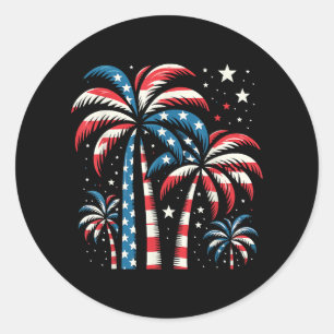 Sticker Rond Drapeau de l'été 4 juillet