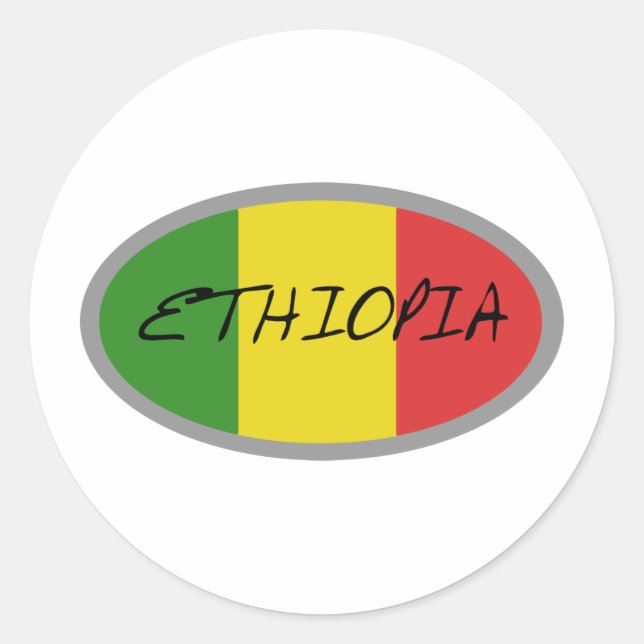 Sticker Rond Drapeau de l'Ethiopie ! (Devant)