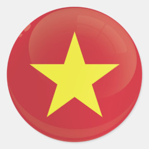 Sticker Rond Drapeau de l'icône du Vietnam