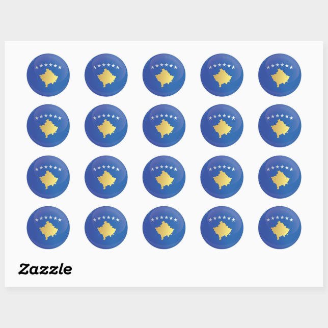 Sticker Rond Drapeau de l'icône ronde du Kosovo (Feuille)