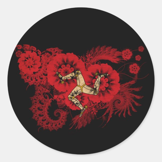 Sticker Rond Drapeau de l'île de Man (Devant)